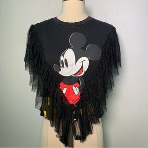 ZARA Black Ruffles Mickey Mouse Top size S